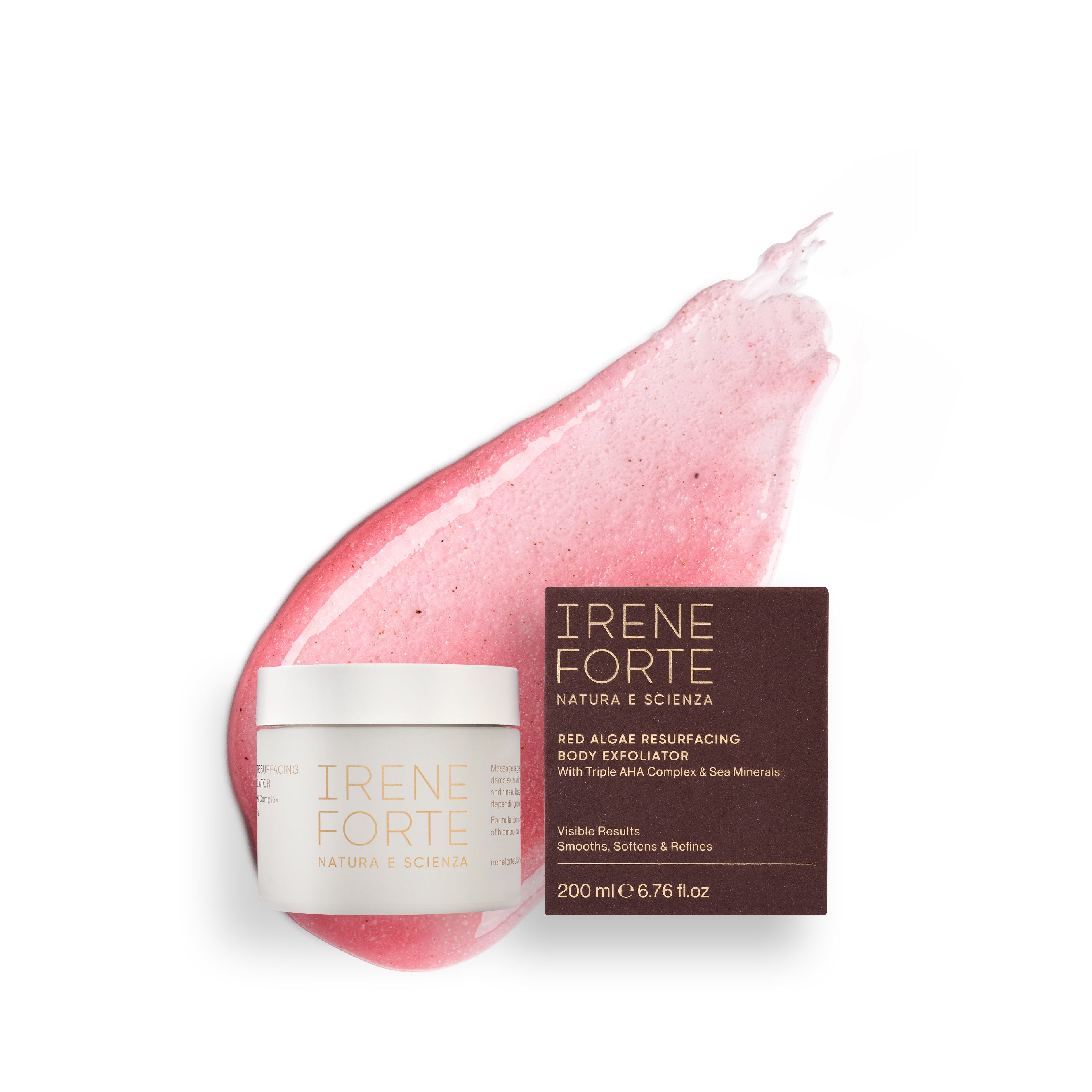 Irene Forte skincare product with pink cream and packaging on a white background
